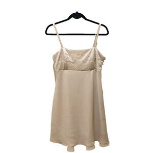 R & M Collection 14P Empire Waist Lace Sparkle Lined Side Zip Vintage Beige